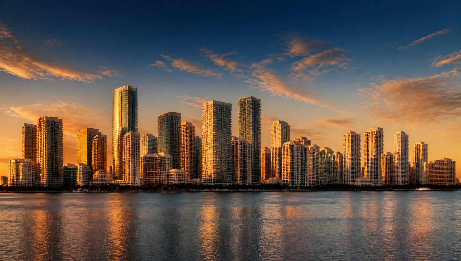 Florida city skyline at golden hour